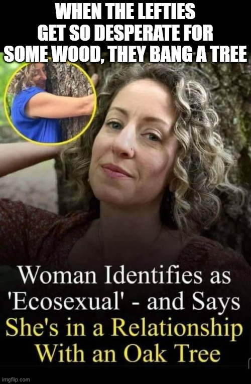 female and male hysteria from no human interaction.. | WHEN THE LEFTIES GET SO DESPERATE FOR SOME WOOD, THEY BANG A TREE | image tagged in stupid liberals,funny memes,political humor,truth,sad,donald trump approves | made w/ Imgflip meme maker