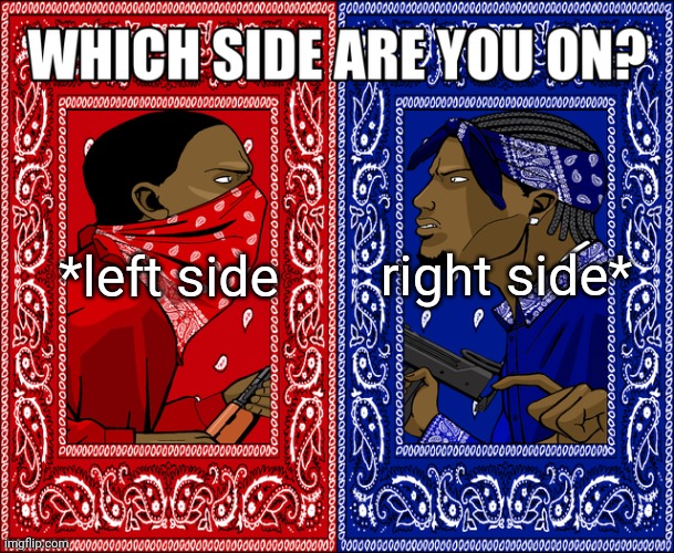 I'm personally red | right side*; *left side | image tagged in which side are you on | made w/ Imgflip meme maker