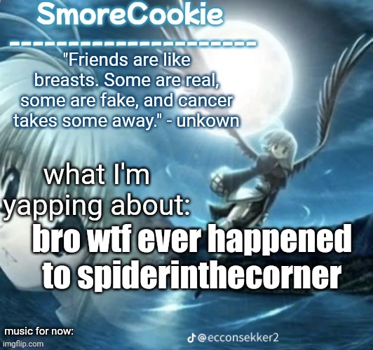 tweaks nightcore ass template | bro wtf ever happened to spiderinthecorner | image tagged in tweaks nightcore ass template | made w/ Imgflip meme maker