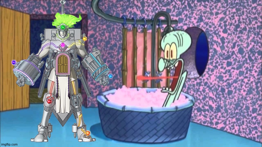 Dantemon drops by Squidward's house | image tagged in who dropped by squidward's house | made w/ Imgflip meme maker