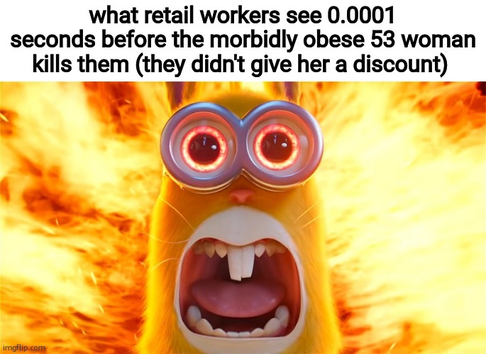 Super Karen (DBZ reference) | what retail workers see 0.0001 seconds before the morbidly obese 53 woman kills them (they didn't give her a discount) | made w/ Imgflip meme maker
