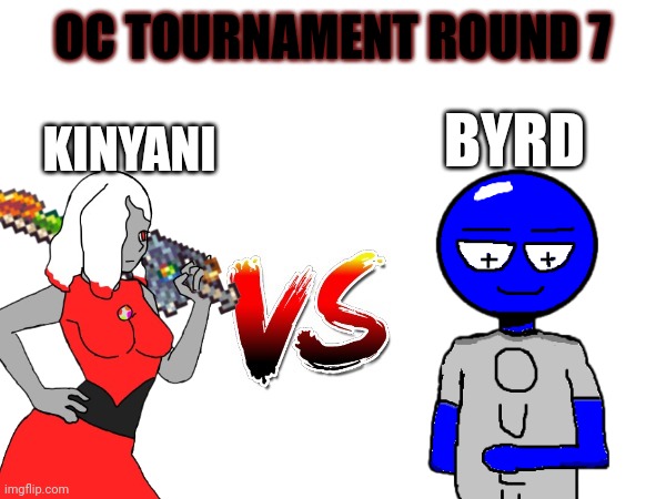 Oc tournament frame | OC TOURNAMENT ROUND 7; KINYANI; BYRD | image tagged in oc tournament frame | made w/ Imgflip meme maker