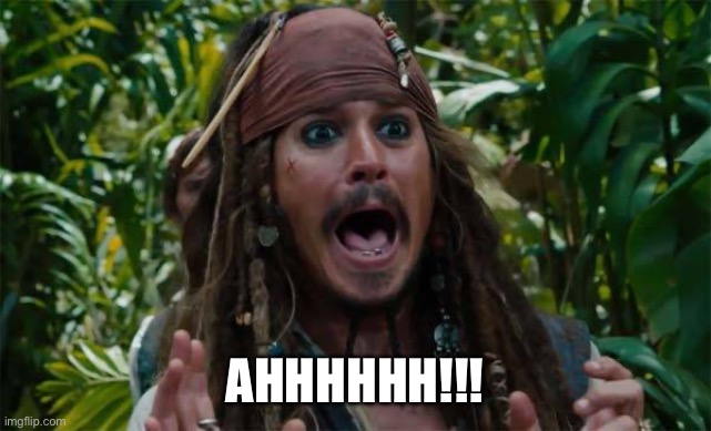 Capt Jack Sparrow Ahhh | AHHHHHH!!! | image tagged in capt jack sparrow ahhh | made w/ Imgflip meme maker