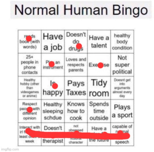 I'm lazy. Here's a bingo. | image tagged in normal human bingo | made w/ Imgflip meme maker