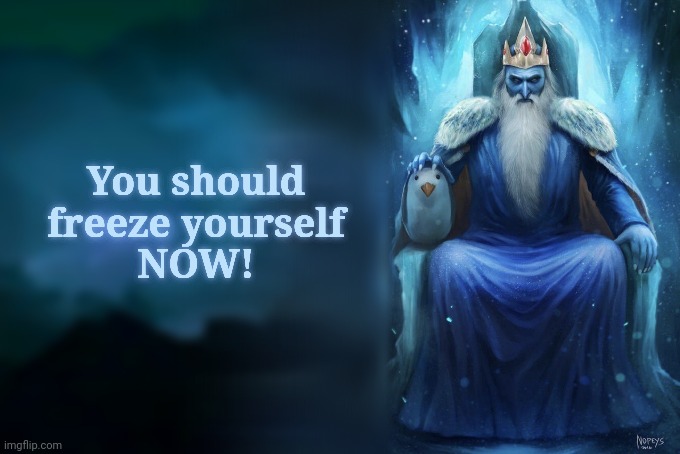 Low Tier Ice King | You should freeze yourself
NOW! | image tagged in low tier ice king | made w/ Imgflip meme maker