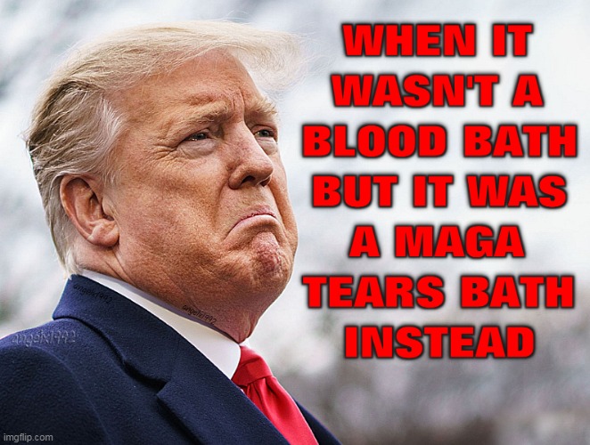 image tagged in maga tears,maga morons,blood bath,clown car republicans,donald trump is an idiot,trump is a moron | made w/ Imgflip meme maker