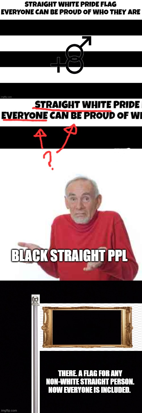 BLACK STRAIGHT PPL; THERE. A FLAG FOR ANY NON-WHITE STRAIGHT PERSON. NOW EVERYONE IS INCLUDED. | made w/ Imgflip meme maker