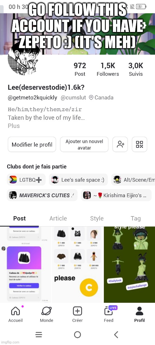 GO FOLLOW THIS ACCOUNT IF YOU HAVE ZEPETO :) (IT'S MEH) | made w/ Imgflip meme maker