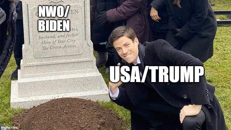 Graveyard meme of Trump/USA and Biden/NWO | NWO/
BIDEN; USA/TRUMP | image tagged in graveyard meme layout | made w/ Imgflip meme maker