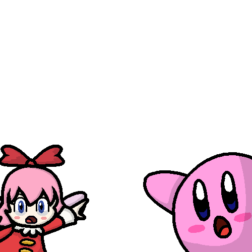 Kirby and Ribbon pointing Blank Meme Template