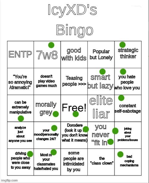 I had to do 2 personality tests for this stupid bingo | image tagged in icyxd's bingo | made w/ Imgflip meme maker