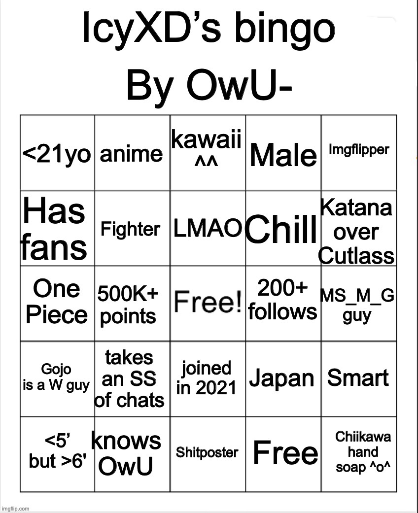 ^_^ | image tagged in icyxd s bingo by the ringmaster owu- | made w/ Imgflip meme maker