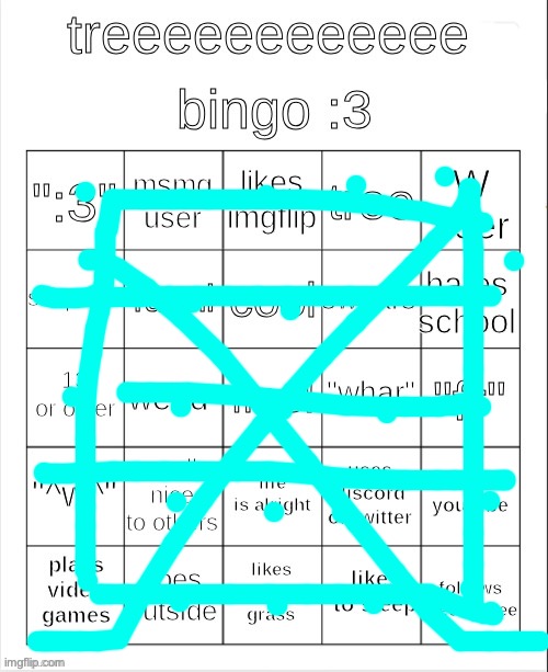 Treeeeeeeeee is me fr :smile: | image tagged in treeeeeeeeee bingo 3 | made w/ Imgflip meme maker