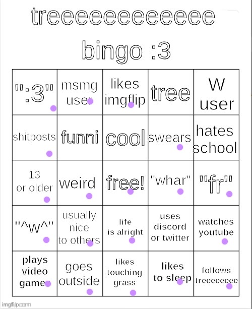 Treeeeeeee is too relatable | image tagged in treeeeeeeeee bingo 3 | made w/ Imgflip meme maker