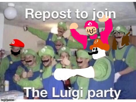 I'm the pink one :D | 'U' | image tagged in luigi party | made w/ Imgflip meme maker