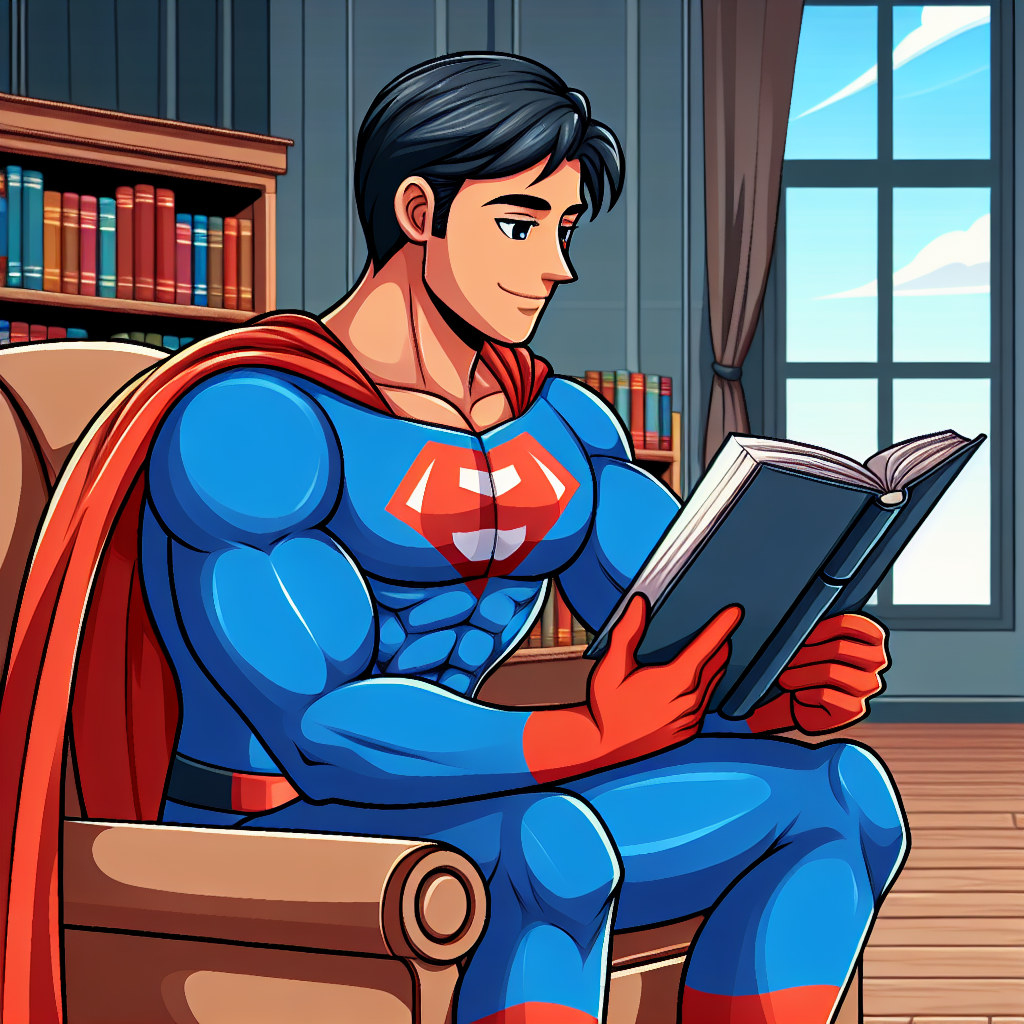 superhero reading Blank Meme Template