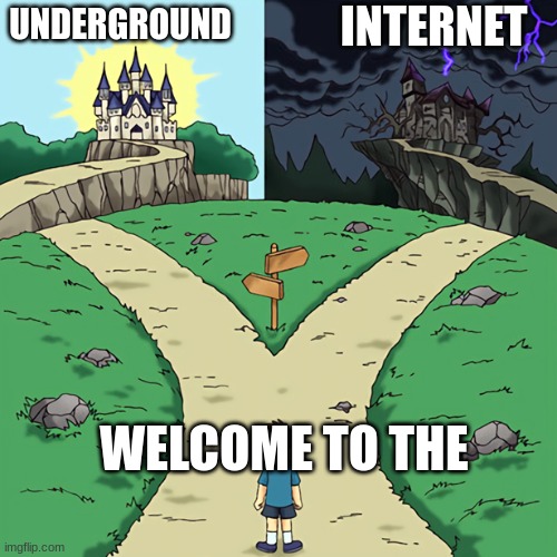 two castles | INTERNET; UNDERGROUND; WELCOME TO THE | image tagged in two castles | made w/ Imgflip meme maker