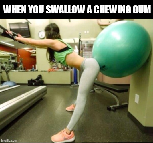 chewing gum | WHEN YOU SWALLOW A CHEWING GUM | image tagged in memes | made w/ Imgflip meme maker