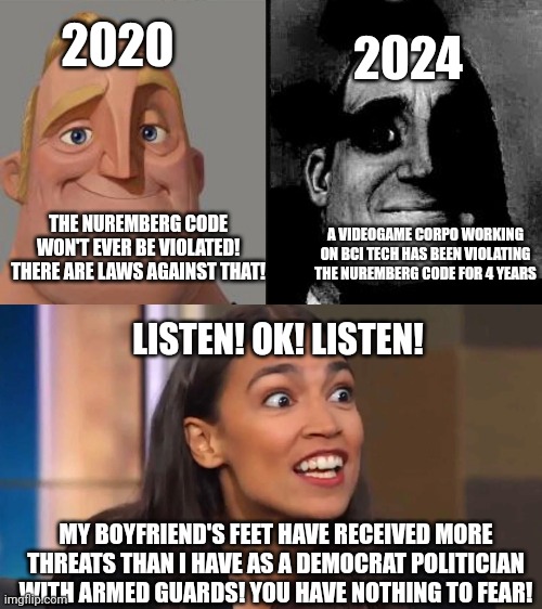 Image tagged in traumatized mr incredible,crazy aoc