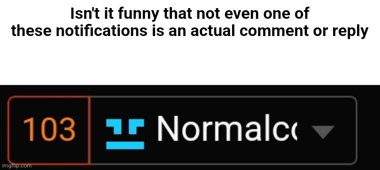 Isn't it funny that not even one of these notifications is an actual comment or reply | made w/ Imgflip meme maker