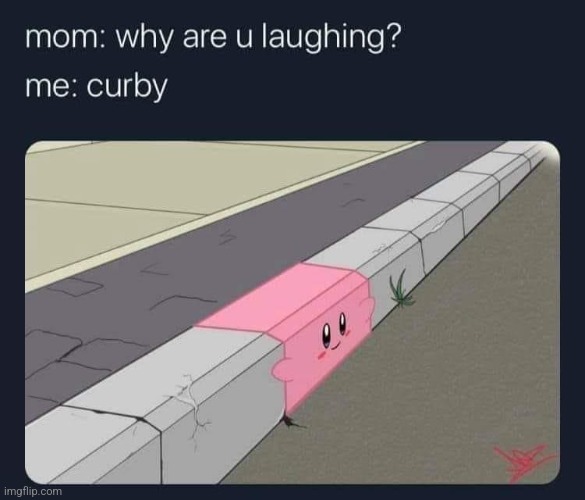 Somethin my aunt sent me | image tagged in curb,kirby,curby | made w/ Imgflip meme maker