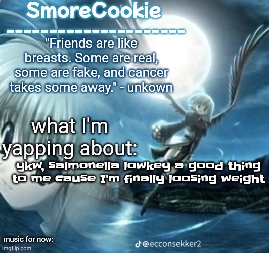 I had a bit of a flab before and now it's somewhat gone | ykw, salmonella lowkey a good thing to me cause I'm finally loosing weight | image tagged in tweaks nightcore ass template | made w/ Imgflip meme maker