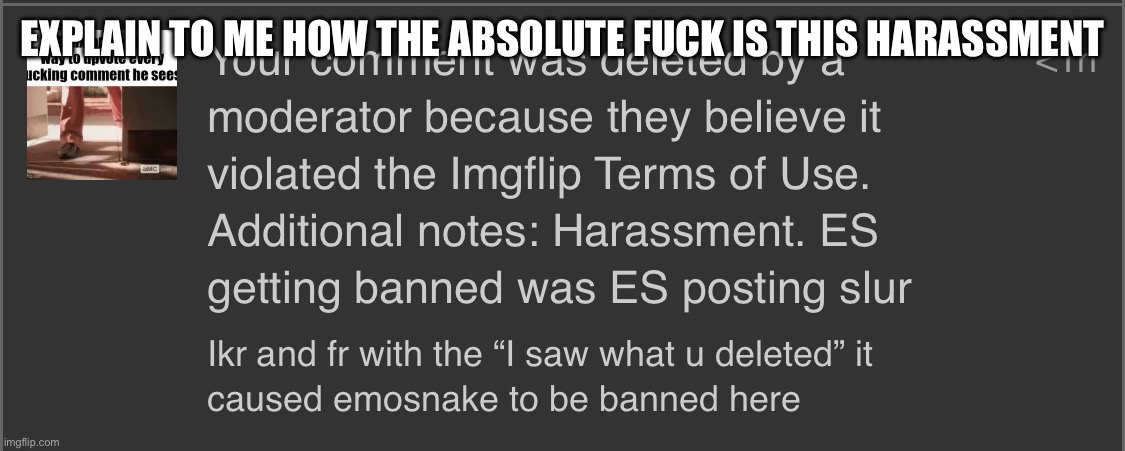 EXPLAIN TO ME HOW THE ABSOLUTE FUCK IS THIS HARASSMENT | made w/ Imgflip meme maker