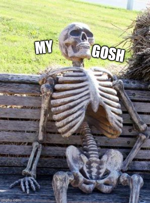 MY GOSH | image tagged in memes,waiting skeleton | made w/ Imgflip meme maker