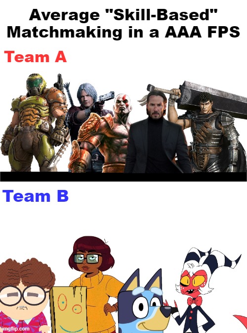 Plank is the one carrying Team B | image tagged in fps,gaming,memes | made w/ Imgflip meme maker