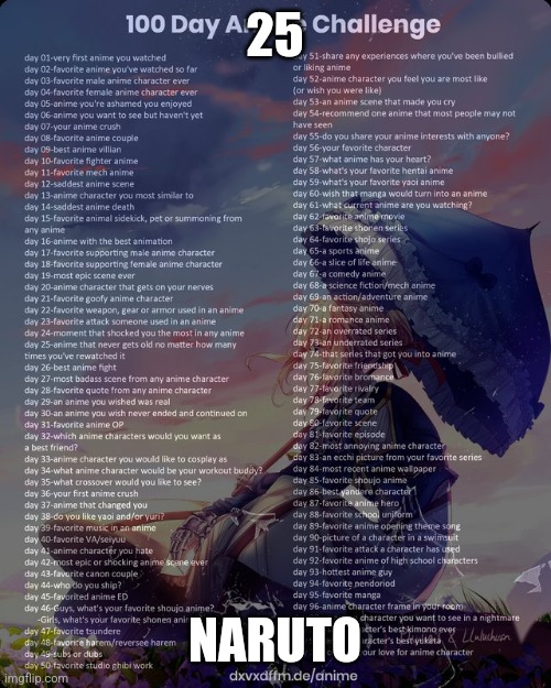 25 | 25; NARUTO | image tagged in 100 day anime challenge | made w/ Imgflip meme maker