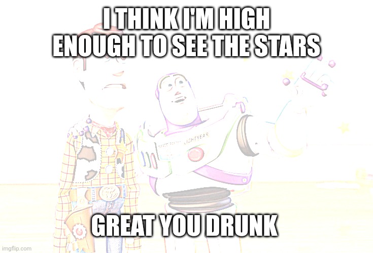 X, X Everywhere Meme | I THINK I'M HIGH ENOUGH TO SEE THE STARS; GREAT YOU DRUNK | image tagged in memes,x x everywhere | made w/ Imgflip meme maker