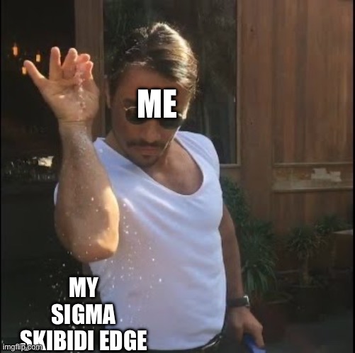 salt bae | ME; MY SIGMA SKIBIDI EDGE | image tagged in salt bae | made w/ Imgflip meme maker