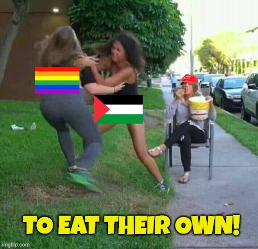 To each their own? | TO EAT THEIR OWN! | image tagged in palestine,israel,pride,division,maga,make america great again | made w/ Imgflip meme maker