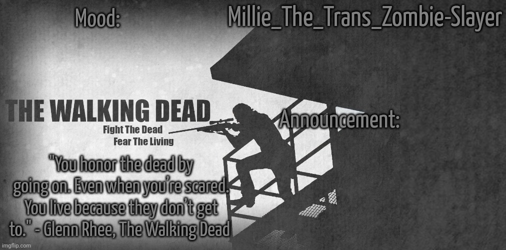 High Quality Millie_The_Trans_Zombie-Slayer's TWD announcement template Blank Meme Template