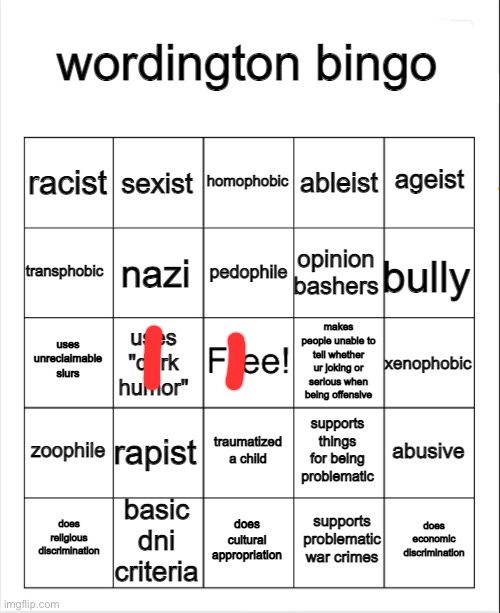 “ dark humor is a way some people cope with tragedy” | image tagged in wordington bingo | made w/ Imgflip meme maker