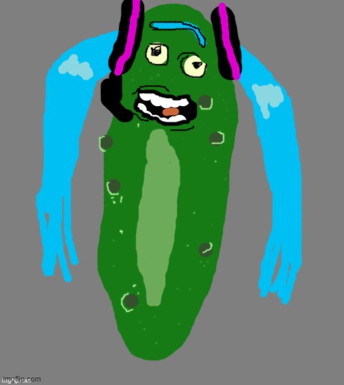 miku pickle | image tagged in blank grey | made w/ Imgflip meme maker