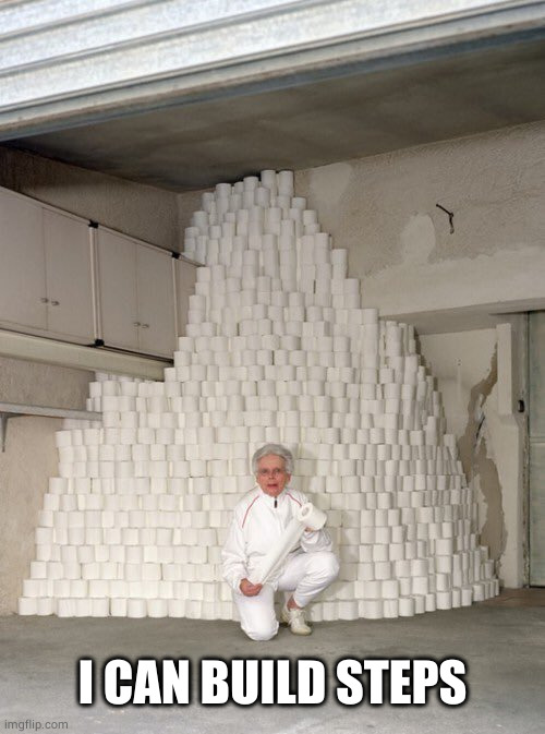 mountain of toilet paper | I CAN BUILD STEPS | image tagged in mountain of toilet paper | made w/ Imgflip meme maker