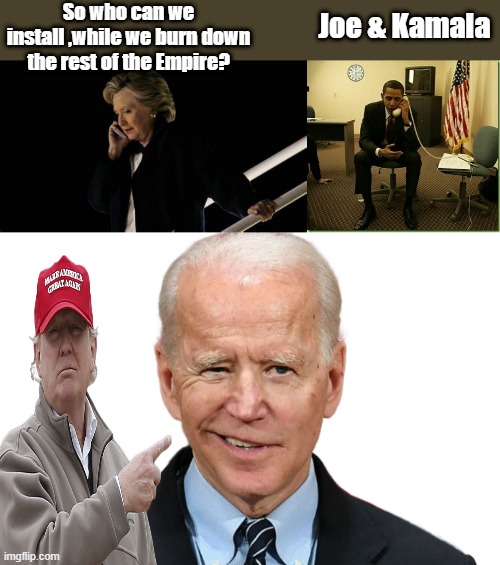 Its crystal clear now , Right Hunter ? | So who can we install ,while we burn down the rest of the Empire? Joe & Kamala | image tagged in goofy biden,democrat,demonic,nwo | made w/ Imgflip meme maker