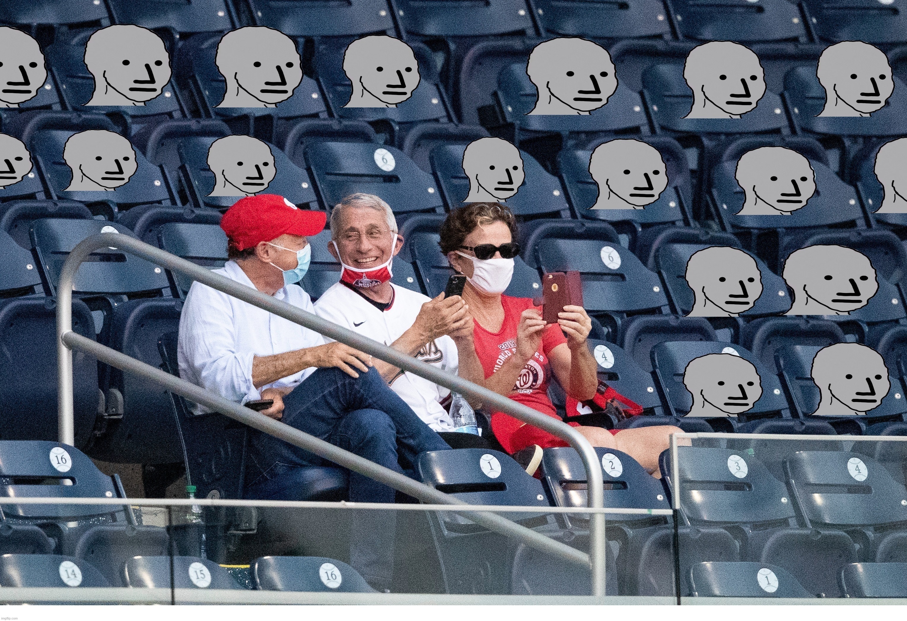Take Me Out to the Ballgame! | image tagged in anthony fauci,npc meme,masks for thee but not for me,hypocrites,so you have chosen death | made w/ Imgflip meme maker