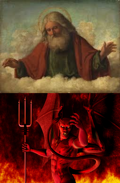 God And Satan Blank Meme Template