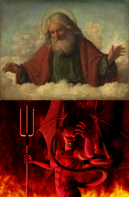 High Quality God And Satan Blank Meme Template