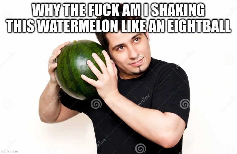 WHY THE FUCK AM I SHAKING THIS WATERMELON LIKE AN EIGHTBALL | made w/ Imgflip meme maker