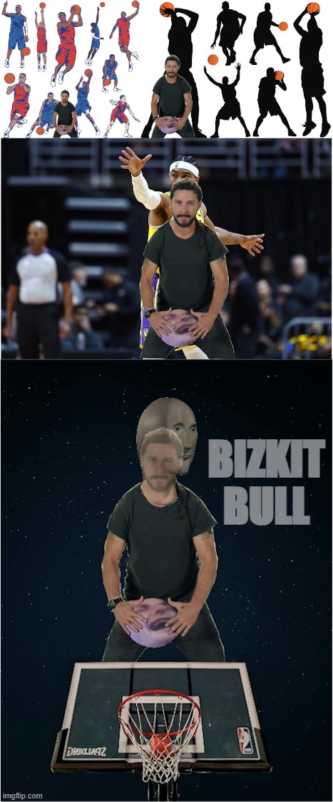 bizkit bull | BIZKIT BULL | image tagged in waaaaaaah,shia labeouf,basketball,meme man,funny,training | made w/ Imgflip meme maker