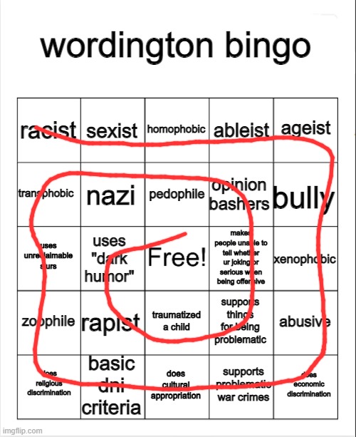 :) (/j) | image tagged in wordington bingo | made w/ Imgflip meme maker
