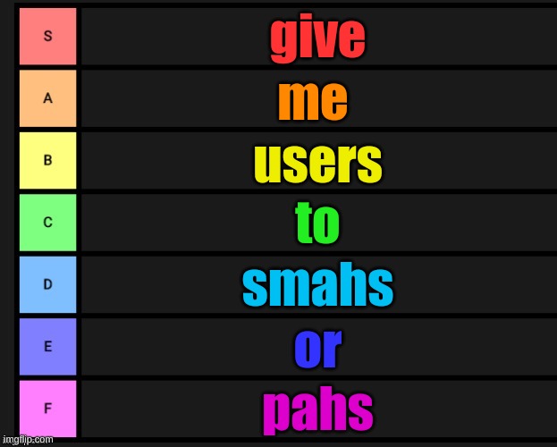 c = pass | give; me; users; to; smahs; or; pahs | image tagged in tier list | made w/ Imgflip meme maker