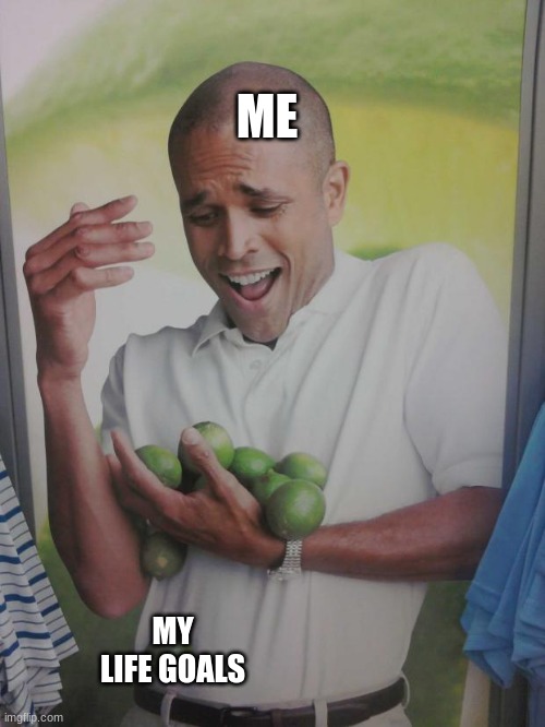 Why Can't I Hold All These Limes Meme | ME; MY LIFE GOALS | image tagged in memes,why can't i hold all these limes | made w/ Imgflip meme maker