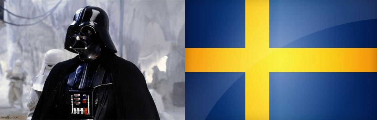 image tagged in darth vader,sweden flag | made w/ Imgflip meme maker