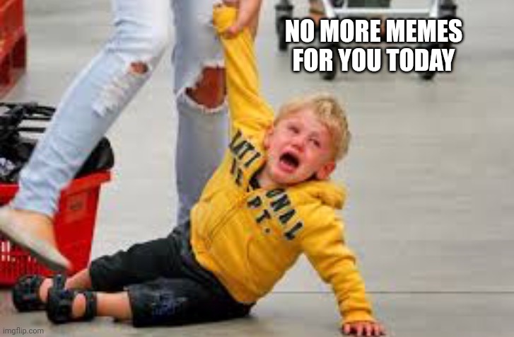 Tantrum store | NO MORE MEMES FOR YOU TODAY | image tagged in tantrum store | made w/ Imgflip meme maker