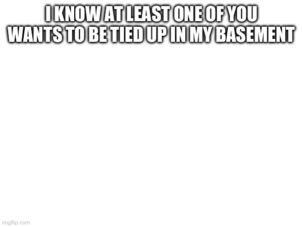 I KNOW AT LEAST ONE OF YOU WANTS TO BE TIED UP IN MY BASEMENT | made w/ Imgflip meme maker