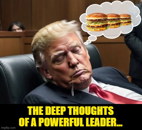 MAGA DADDY | THE DEEP THOUGHTS OF A POWERFUL LEADER... | image tagged in big mac,donald trump the clown,sleepy,clown car republicans | made w/ Imgflip meme maker